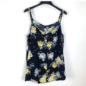 Torrid 4X Women's Tank Top Floral Navy Blue Sleeveless Tie Bow Shirt Lightweight